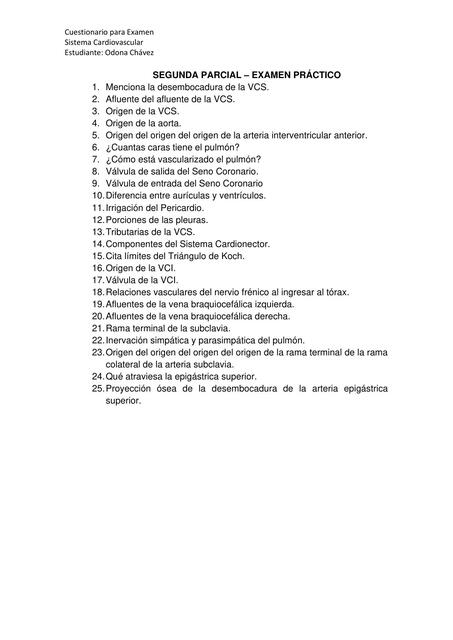 Cuestionario de Examen Sistema Cardiovascular