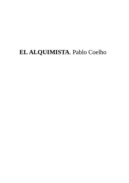 El Alquimista. Pablo Coelho 