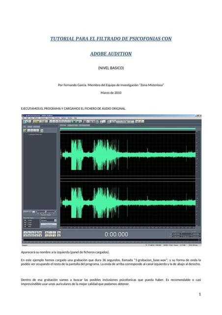 Tutorial para el Filtrado de Psicofonias con Adobe Audtion 