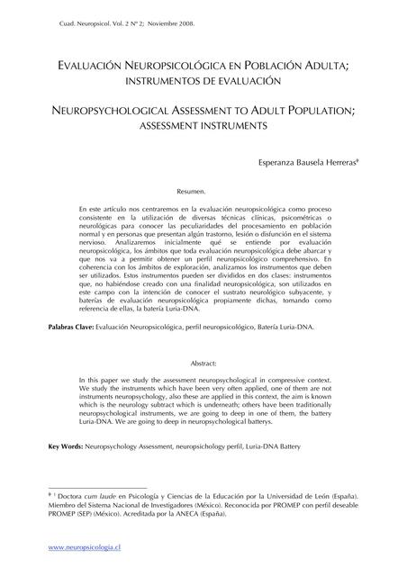 Evaluación neuropsicológica  