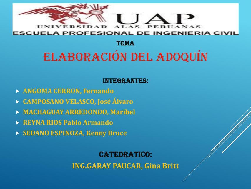 Elaboración del adoquín  