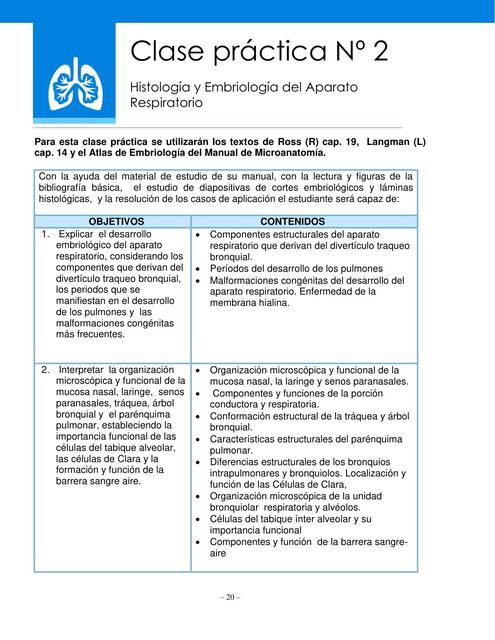 Histología y Embriología del Aparato Respiratorio 