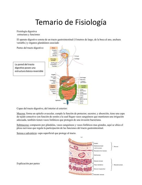 Temario de fisiologia