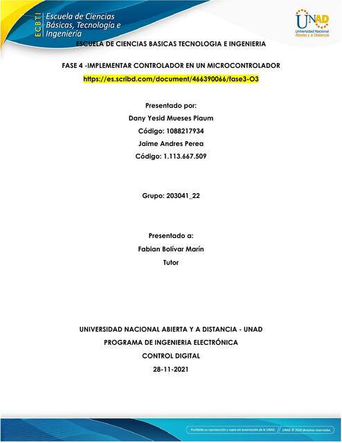 Implementar Controlador en un Microcontrolador 