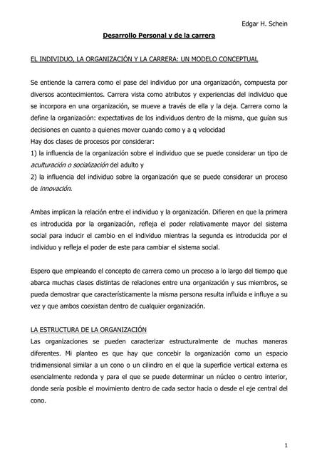 El Individuo, la Organización y la Carrera: Un Modelo Conceptual 