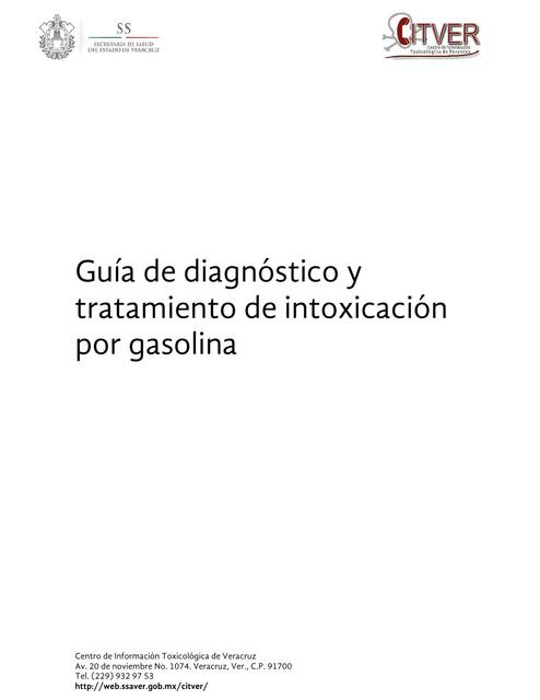 Guía de diagnostico y tratamiento de Intoxicación por Gasolina