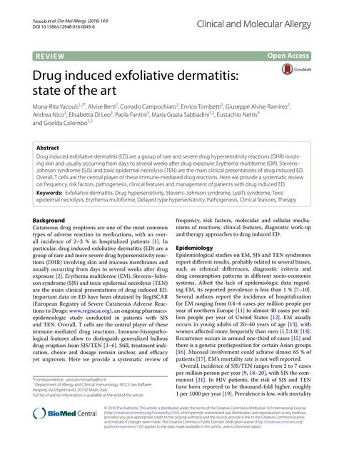 Drug Induced Exfoliative Dermatitis: State of the Art