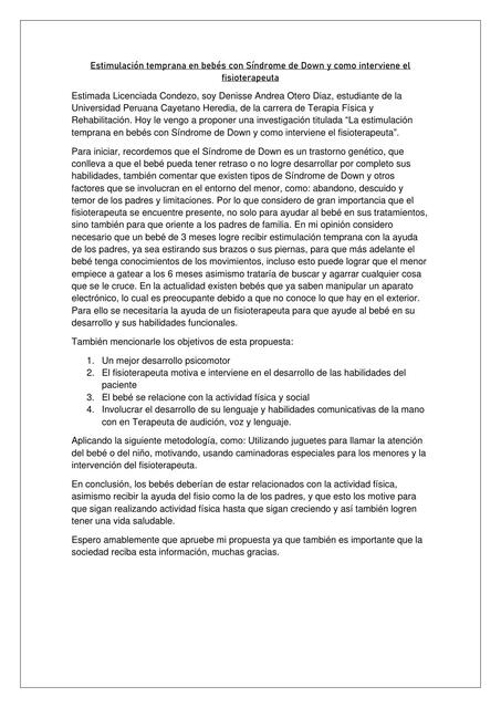 Estimulación Temprana en Bebés con Síndrome de Dow y como Interviene el Fisioterapeuta 