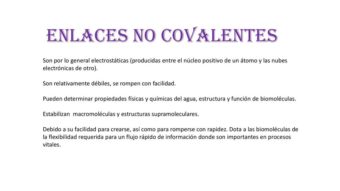 Enlaces no covalentes