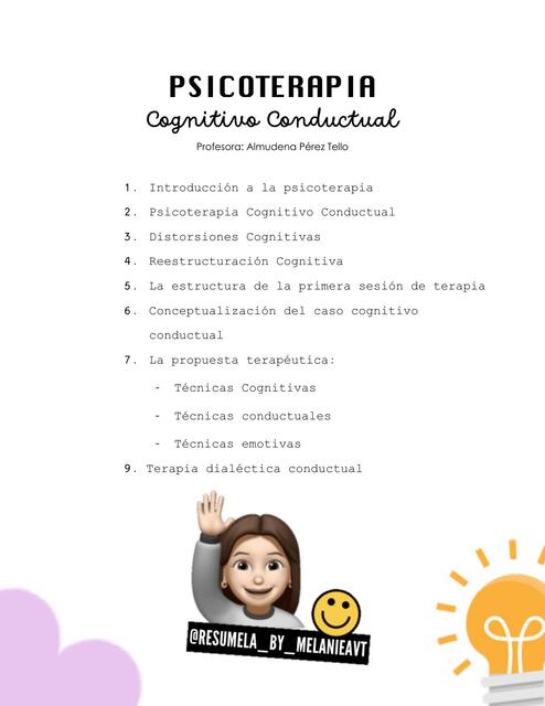 Psicoterapia Cognitivio Conductal | Apuntes completos