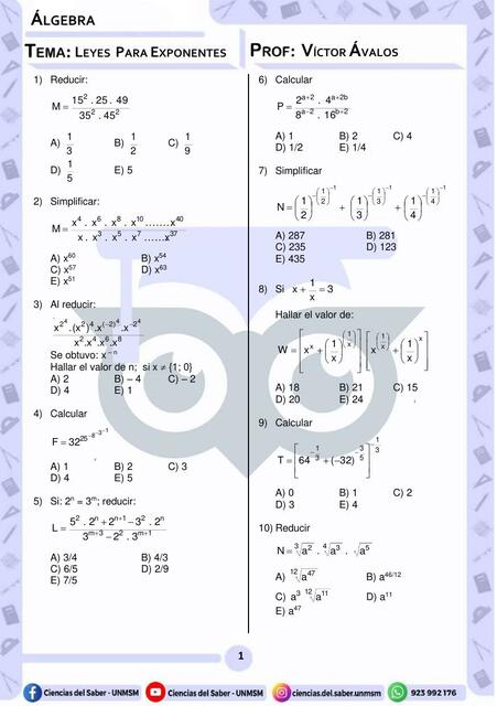 Leyes para Exponentes 