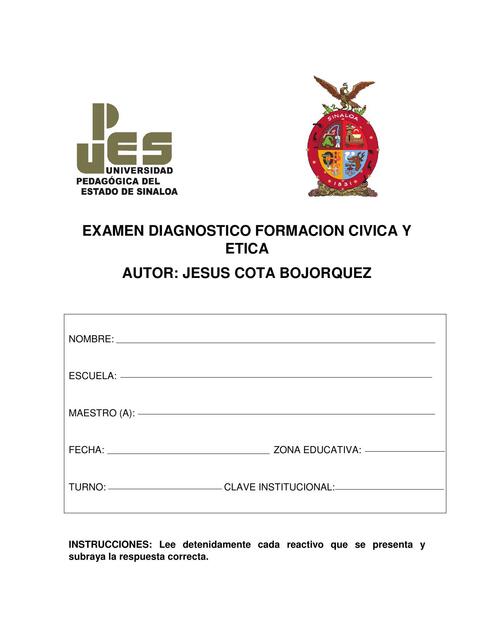 Evaluación diagnostica educación cívica y ética 