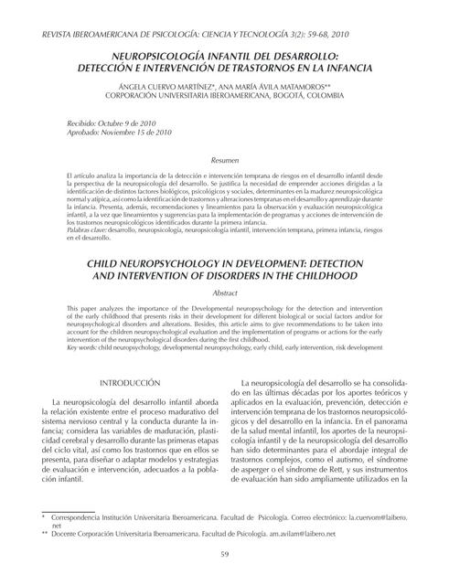 Neuropsicología infantil del desarrollo de la infancia