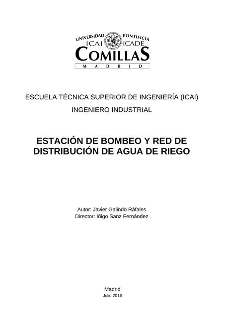 Estación de Bombeo y Red de Distribución de Agua de Riego 