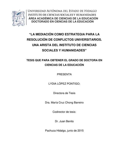 La Medicación como Estrategias para la Resolución de Conflictos Universitarios 