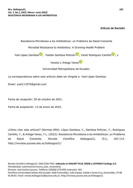 Resistencia Microbiana a los Antibióticos 