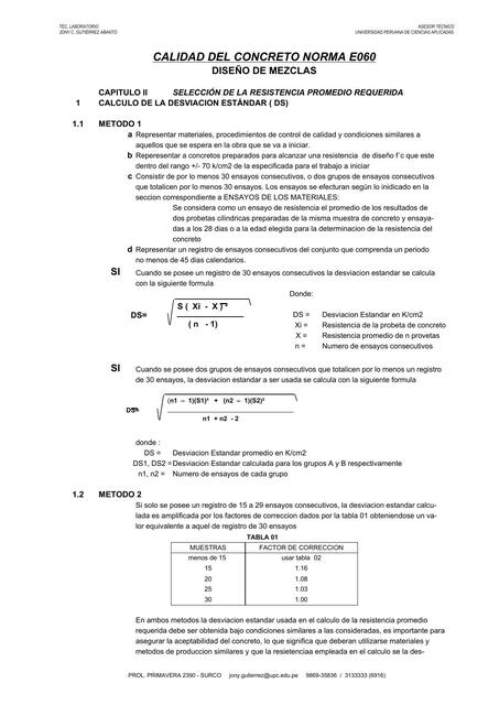 Calidad de concreto norma E060