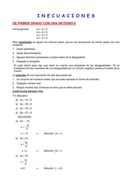 Inecuaciones teoria y ejercicios  