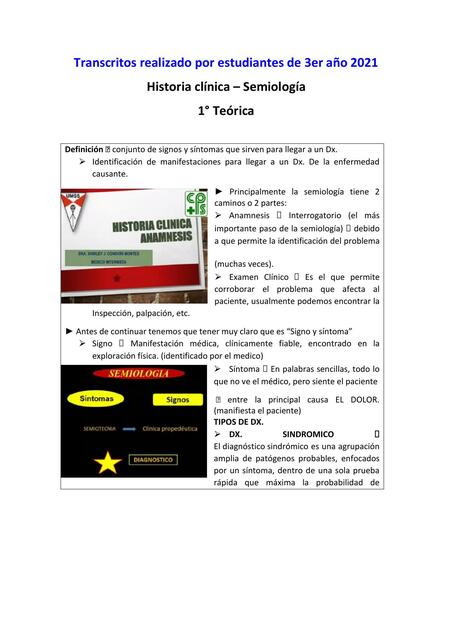 Historia clínica – Semiología