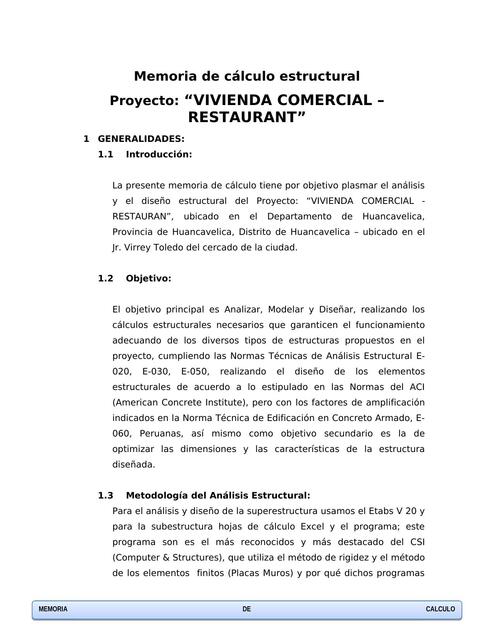 Memoria de calculo estructural vivienda 