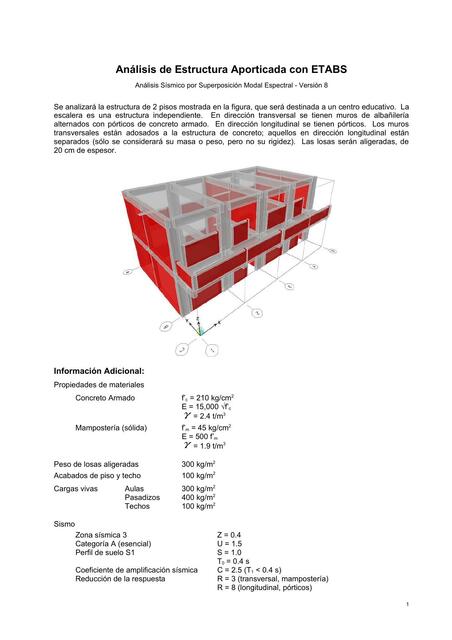 Análisis estructura a porticada con ETABS