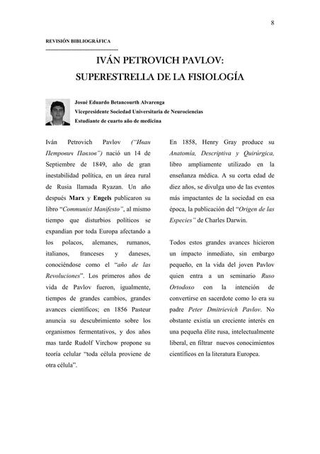 Ivan Petrovich Pavlov: Superestrella de la Fisiología