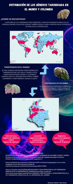 Distribución de los Géneros Targigrada en el Mundo y Colombia 