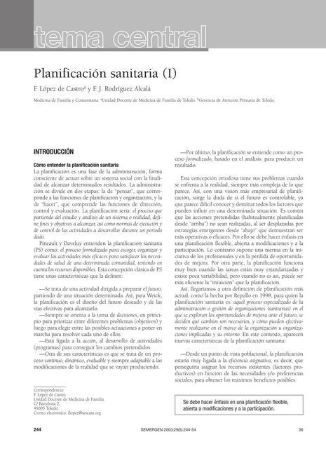 Planificación Sanitaria 