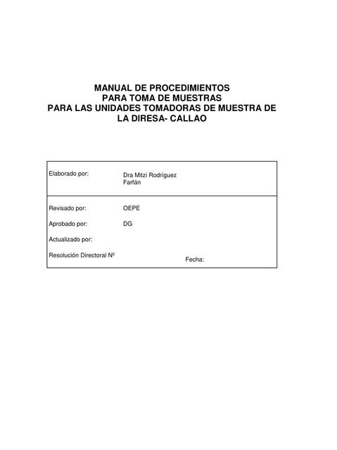 Manual de Procedimientos para Toma de Muestras 