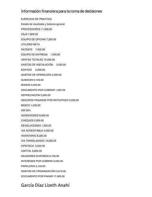 Información Financiera para la Toma de Decisiones 