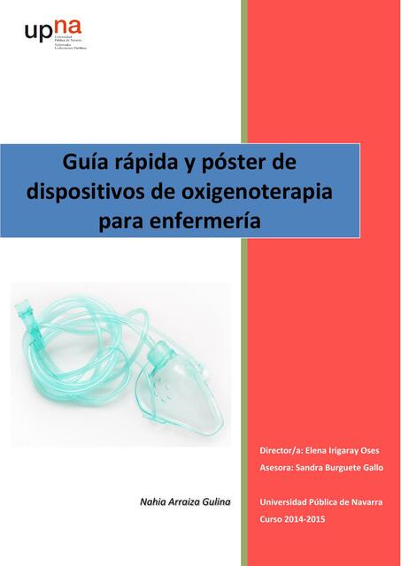 Guía rápida y póster de dispositivos de oxigenoterapia para enfermería 