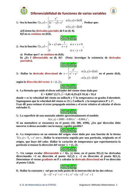 Diferenciabilidad de funciones de varias variables 