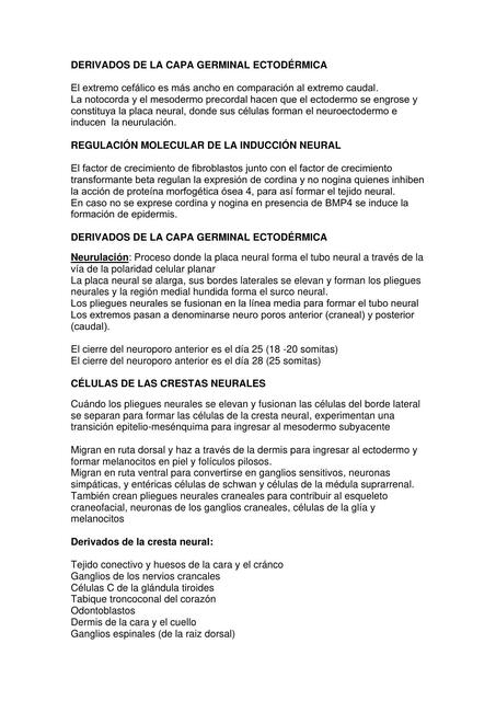 Derivados de la Capa Germinal Ectodérmica 