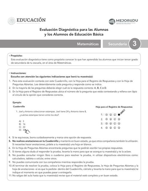 Evaluación diagnóstica para alumnos de educación básica 