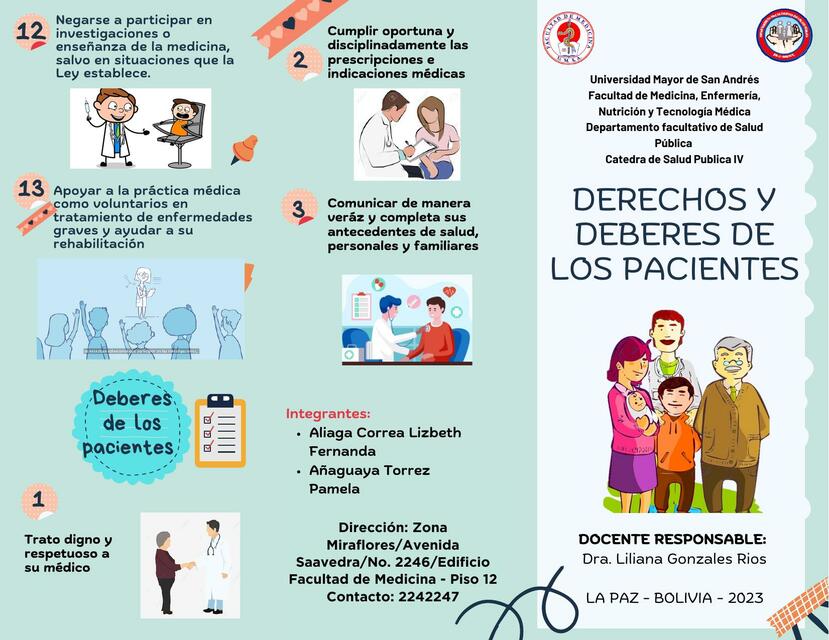 Folleto Tríptico derechos u deberes de los pacientes 