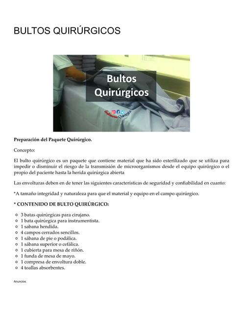 Tipos de bultos quirúrgicos