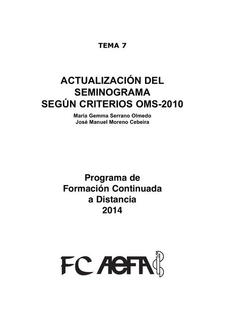 Actualización del Seminograma Según Criterios OMS- 2010 