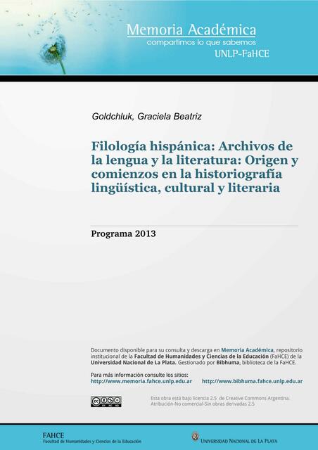 Filología hispánica Archivos de la lengua y la literatura ...