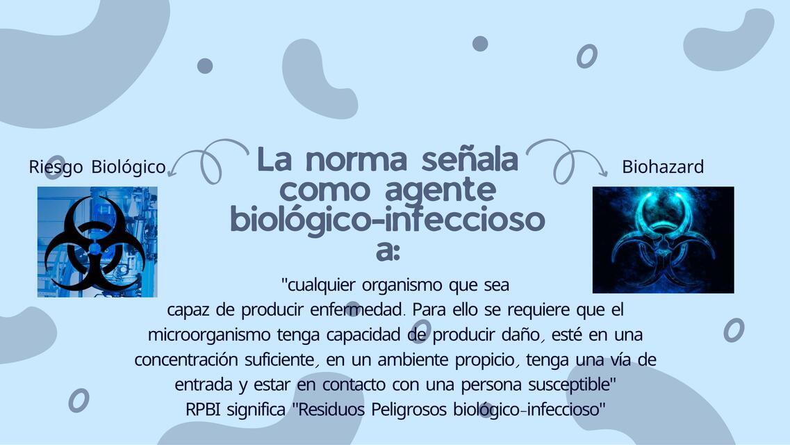 La Norma Señala como Agente Biológico-Infeccioso