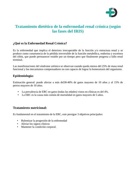 Tratamiento nutricional de la Enfermedad Renal Crónica (ERC)