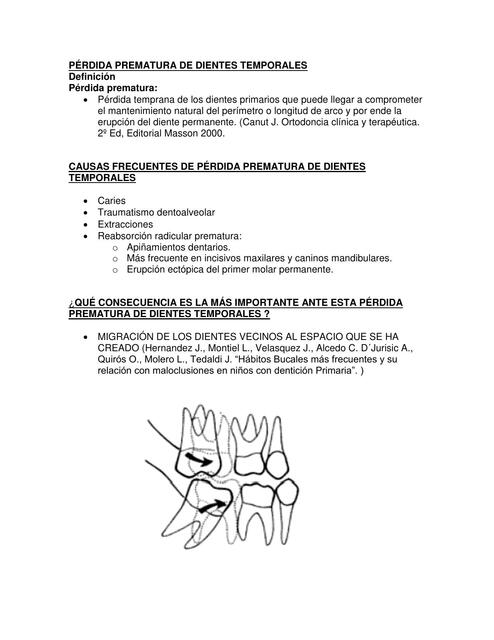 Perdida prematura de dientes temporales 