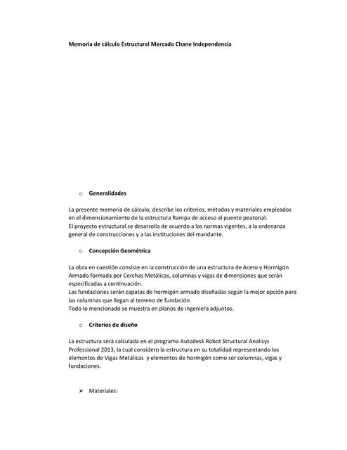 Memoria de cálculo Estructural TINGLADO METALICO PARA Mercado