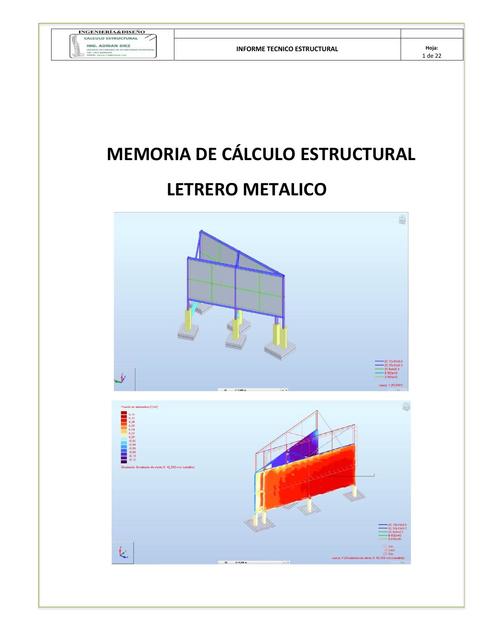 Memoria DE CALCULO Letrero METALICO