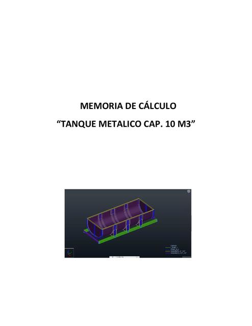 Memoria de calculo Tanque METALICO 10m3