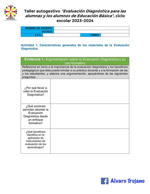 Características generales de los materiales de la evaluación diagnóstica