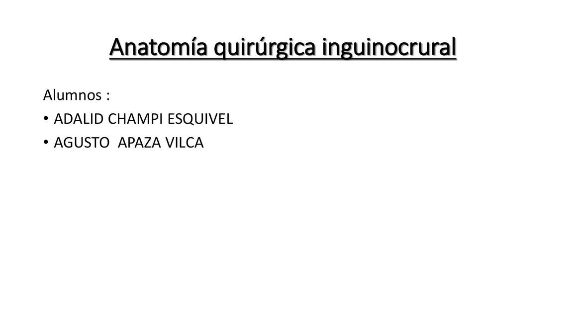 Anatomía Quirúrgica Inguinocrural