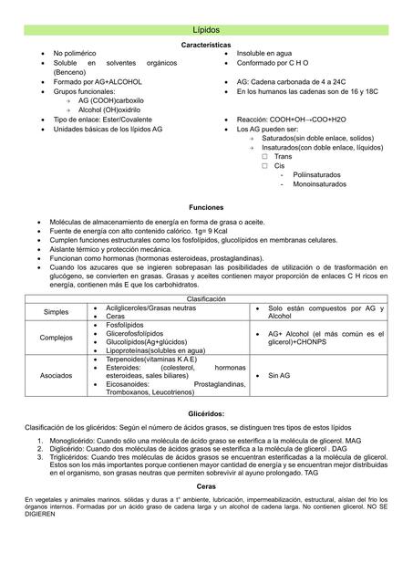 Resumen general de lipidos