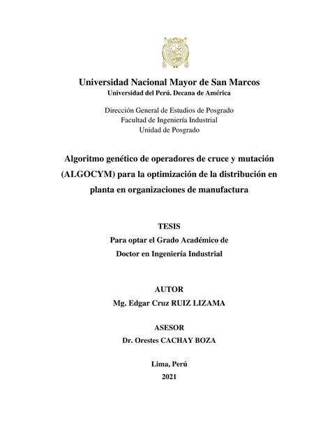 Algoritmo Genético de Operadores de Cruce y Mutación 