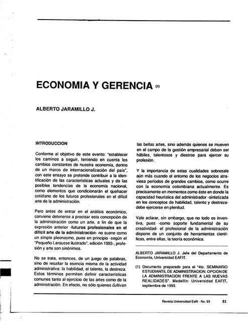 Economía y gerencia