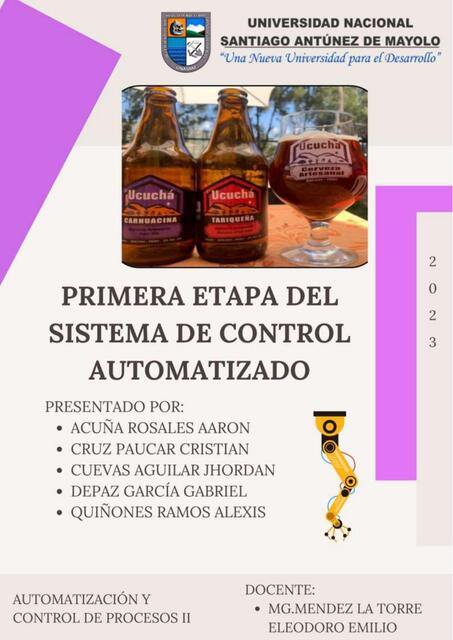 Primera etapa del sistema de control automatizado 